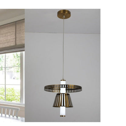 JS-GL-211134-L - Antique Brass Metal & Acrylic Modern Hanging Light