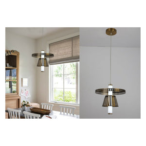JS-GL-211134-L - Antique Brass Metal & Acrylic Modern Hanging Light