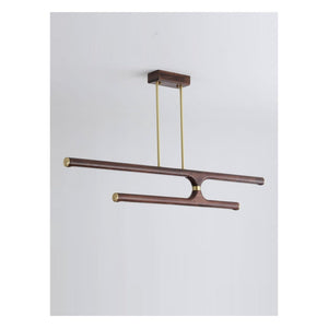 JS-GL-2115-H - Antique Brass Metal & Wood Led Hanging Light