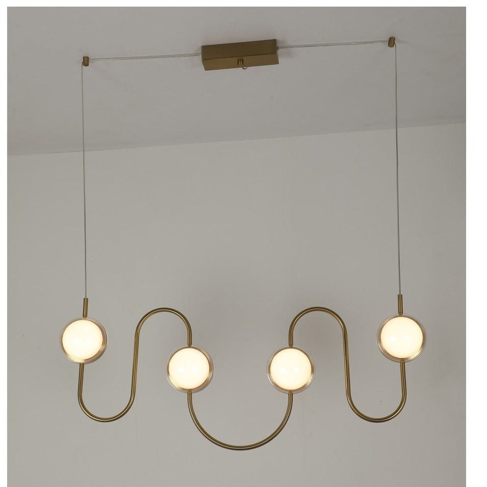 JS-GL-2117-10 - Antique Brass Metal & Acrylic Glass Ball Chandelier