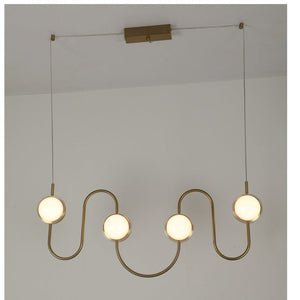 JS-GL-2117-10 - Antique Brass Metal & Acrylic Glass Ball Chandelier