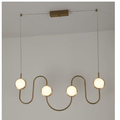 JS-GL-2117-10 - Antique Brass Metal & Acrylic Glass Ball Chandelier