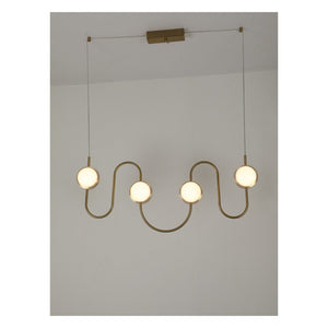 JS-GL-2117-10 - Antique Brass Metal & Acrylic Glass Ball Chandelier