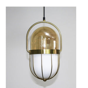 JS-GL-2125- 1H - ANTIQUE BRASS METAL Glass Hanging Light