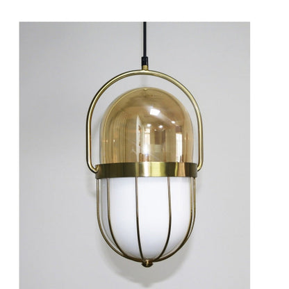 JS-GL-2125- 1H - ANTIQUE BRASS METAL Glass Hanging Light