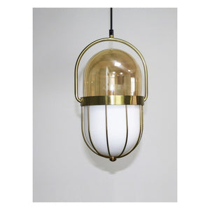 JS-GL-2125- 1H - ANTIQUE BRASS METAL Glass Hanging Light