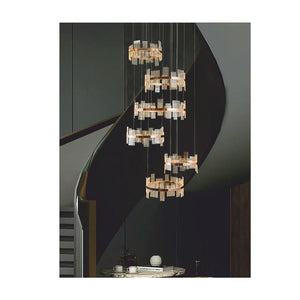 JS-GL-2157-6 - French Gold Metal & Acrylic Led Chandelier
