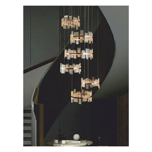 JS-GL-2157-6 - French Gold Metal & Acrylic Led Chandelier
