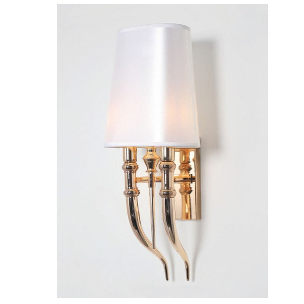 JS-GL-216-1 - FRENCH GOLD METAL & FABRIC SHADE Cloth Shade Wall Light