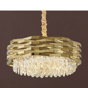 JS-GL-21801D - Gold Metal & Crystals Crystal Chandelier