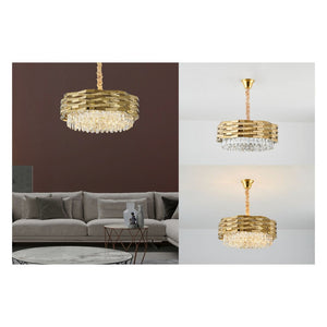 JS-GL-21801D - Gold Metal & Crystals Crystal Chandelier