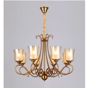 JS-GL-22019-8 - Antique Brass Metal & Glass Modern Chandelier