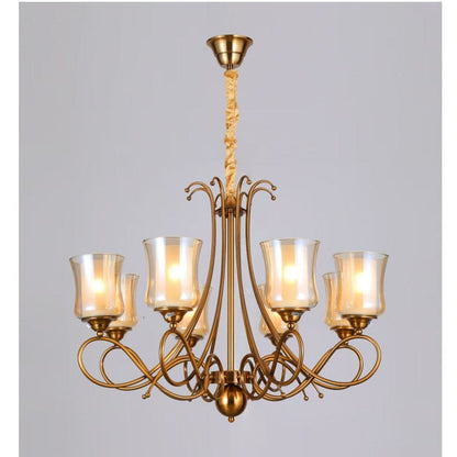 JS-GL-22019-8 - Antique Brass Metal & Glass Modern Chandelier