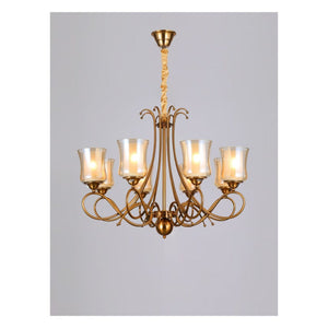 JS-GL-22019-8 - Antique Brass Metal & Glass Modern Chandelier