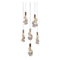 JS-GL-2202-5+1 - French Gold Metal & Acrylic Modern Hanging Light