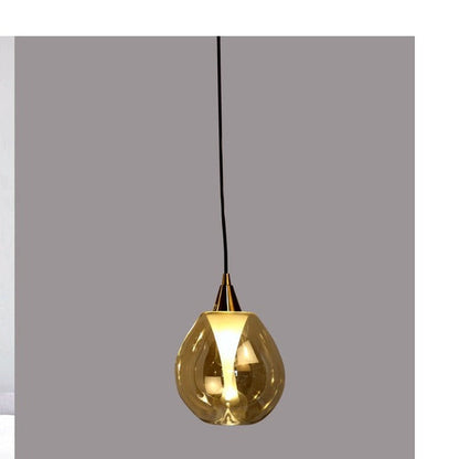 JS-GL-220429-AMB - Antique Brass Metal & Amber Glass Hanging Light