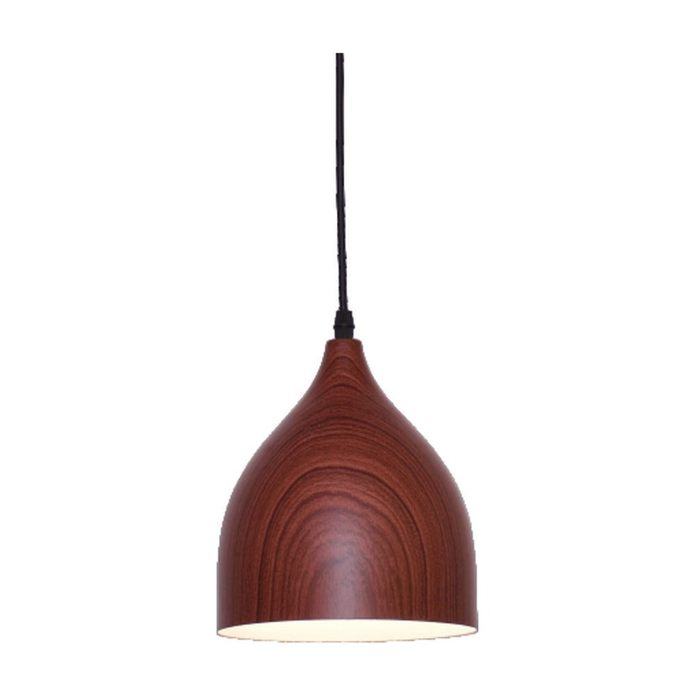 JS-GL-2205-DW - DARK WOOD & WHITE Metal Hanging Light