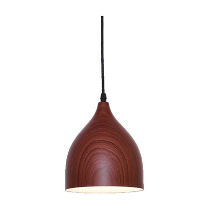 JS-GL-2205-DW - DARK WOOD & WHITE Metal Hanging Light
