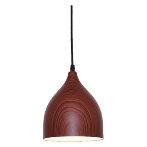 JS-GL-2205-DW - DARK WOOD & WHITE Metal Hanging Light