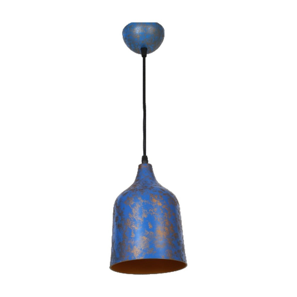 JS-GL-2206-1BL - RUSTIC BLUE & GOLD Metal Hanging Light