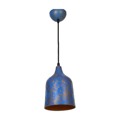 JS-GL-2206-1BL - RUSTIC BLUE & GOLD Metal Hanging Light