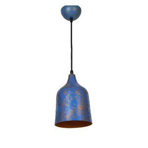 JS-GL-2206-1BL - RUSTIC BLUE & GOLD Metal Hanging Light