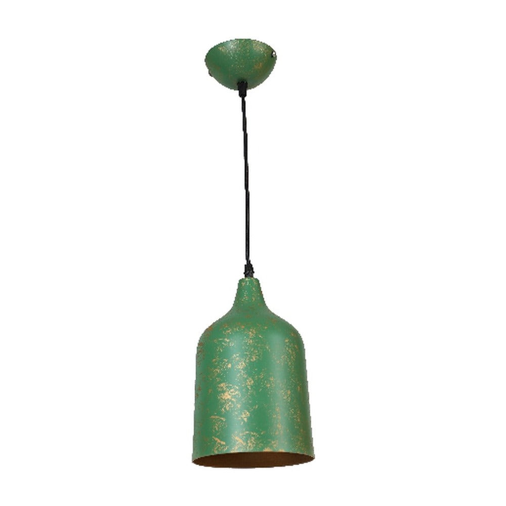 JS-GL-2206-1GR - RUSTIC GREEN & GOLD Metal Hanging Light