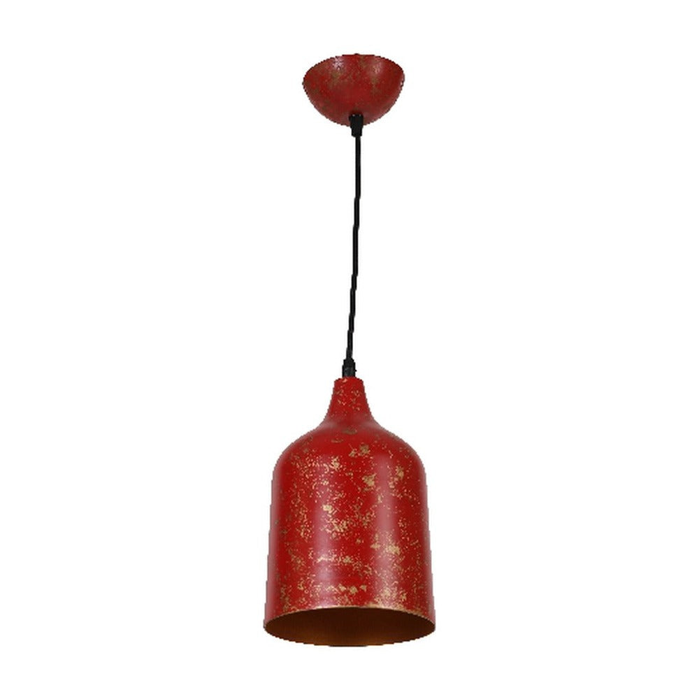JS-GL-2206-1RED - RUSTIC RED & GOLD Metal Hanging Light