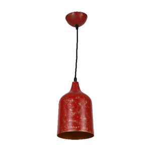 JS-GL-2206-1RED - RUSTIC RED & GOLD Metal Hanging Light