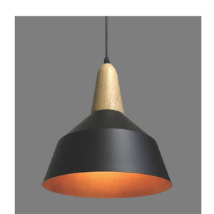 JS-GL-230-1 - BLACK & GOLD WOOD Metal Hanging Light