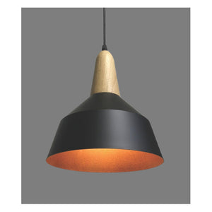 JS-GL-230-1 - BLACK & GOLD WOOD Metal Hanging Light