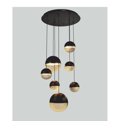 JS-GL-230223-7 - Rustic Black & Gold Acrylic Metal Hanging Light