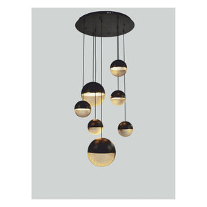 JS-GL-230223-7 - Rustic Black & Gold Acrylic Metal Hanging Light