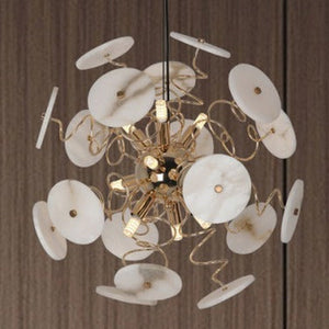 JS-GL-23091 - French Gold Metal & Onyx Marble Hanging Light