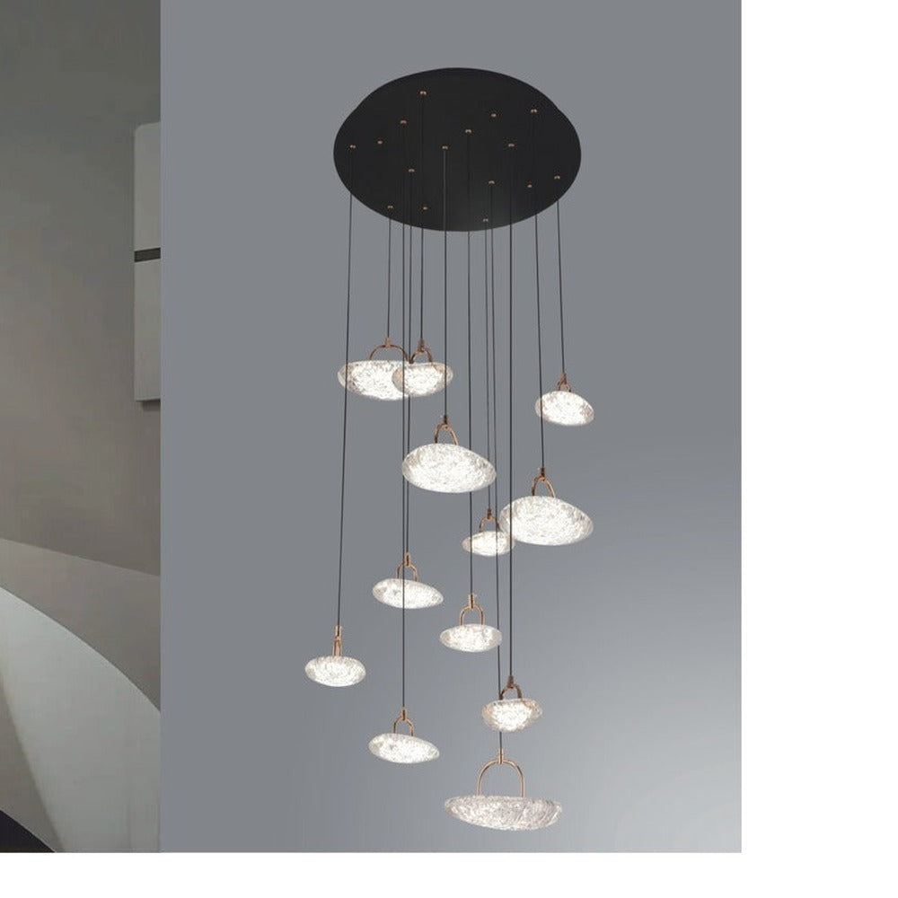 JS-GL-2326-12 - French Gold & Black Metal & Acrylic Led Chandelier