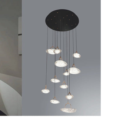 JS-GL-2326-12 - French Gold & Black Metal & Acrylic Led Chandelier