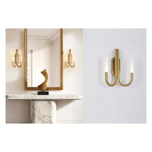 JS-GL-2352-W - Antique Brass Metal & Acrylic Modern Wall Light