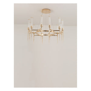 JS-GL-23695D - Champagne Gold Metal & Glass Led Chandelier