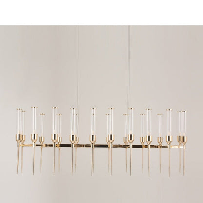 JS-GL-23696D - Champagne Gold Metal & Glass Led Chandelier