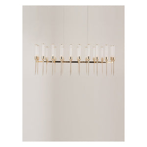 JS-GL-23696D - Champagne Gold Metal & Glass Led Chandelier