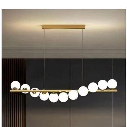 JS-GL-2385-11 - Antique Brass Metal Glass Ball Chandelier