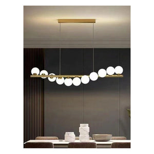 JS-GL-2385-11 - Antique Brass Metal Glass Ball Chandelier