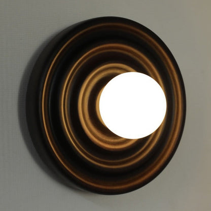 JS-GL-2389-W - Dark Brown Metal & Wood & Glass Modern Wall Light