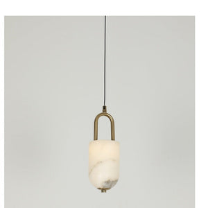 JS-GL-23922-H - Antique Brass Metal & Onyx Marble Hanging Light