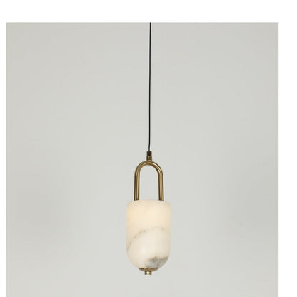 JS-GL-23922-H - Antique Brass Metal & Onyx Marble Hanging Light