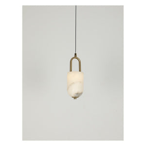 JS-GL-23922-H - Antique Brass Metal & Onyx Marble Hanging Light