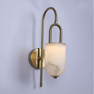 JS-GL-23922 - Antique Brass Metal & Onyx Marble Wall Light