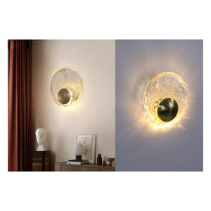 JS-GL-2392 - Antique Brass Metal & Glass Modern Wall Light