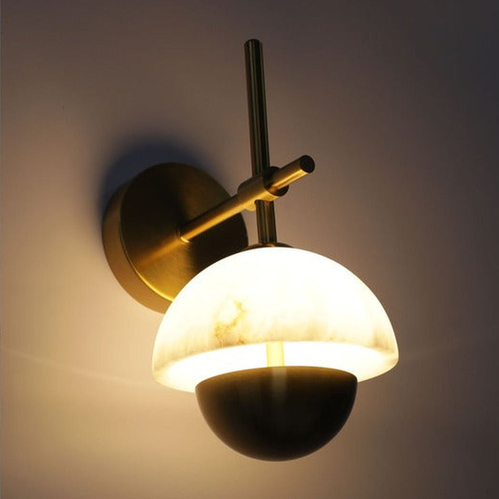 JS-GL-2396 - Antique Brass Metal & Onyx Marble Wall Light