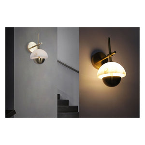 JS-GL-2396 - Antique Brass Metal & Onyx Marble Wall Light